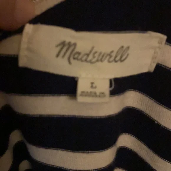 Madewell blue and white striped mock neck long sleeve shirt size large - Picture 3 of 3